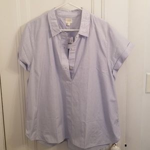 J. Crew Short sleeve stripe popover blouse